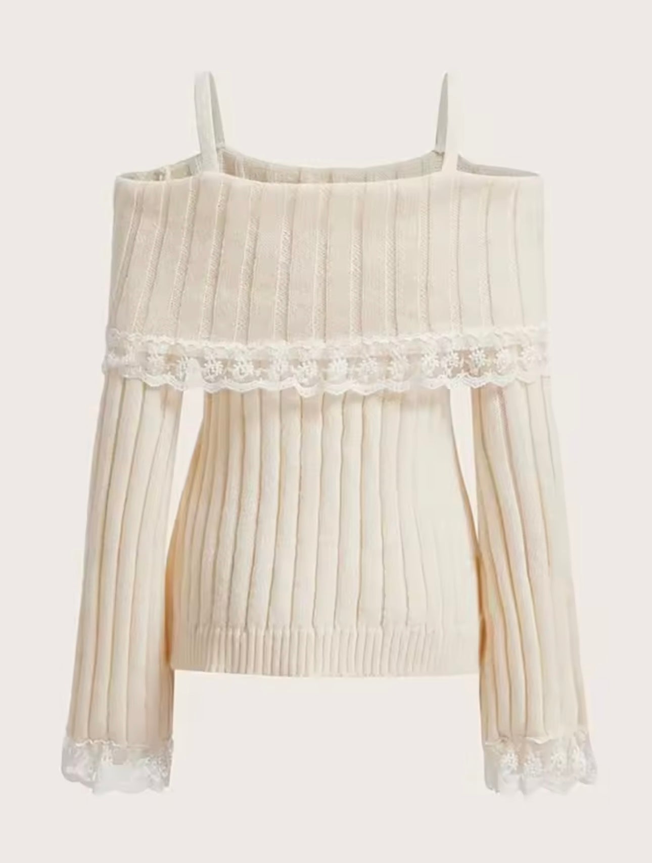 Lace knit pullover long sleeve
