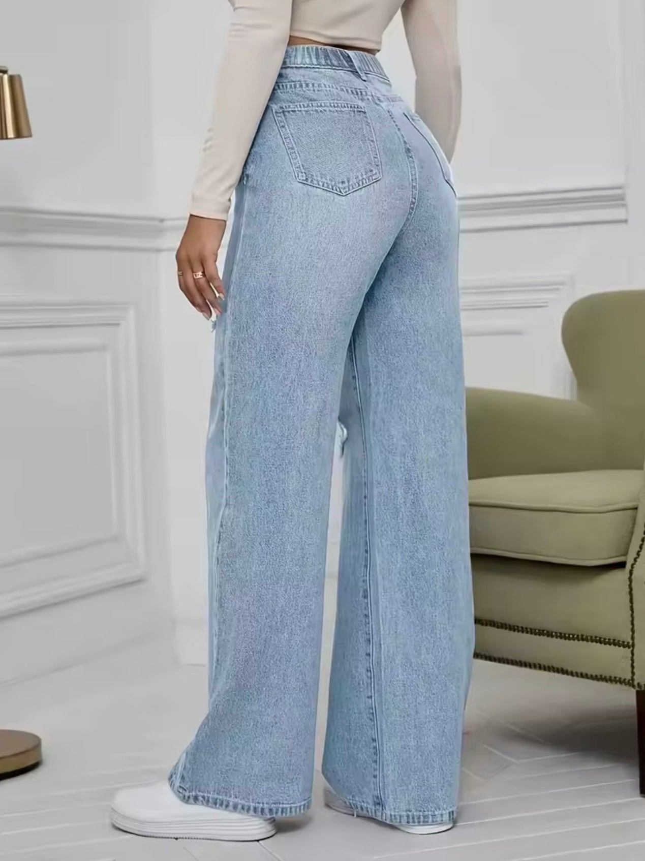 Ripped blue cut jeans