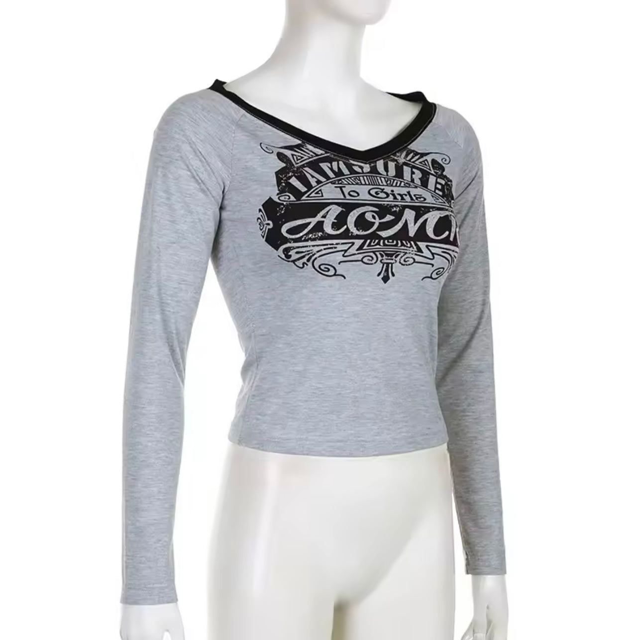 Grey V neck long sleeve