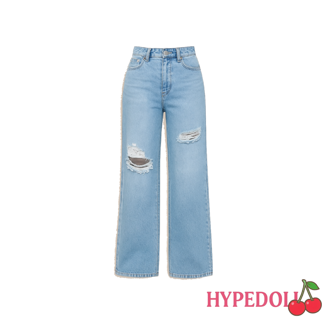 Ripped blue cut jeans