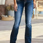 Low rise blue jeans fly flare