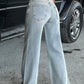 low waist loose light blue jeans