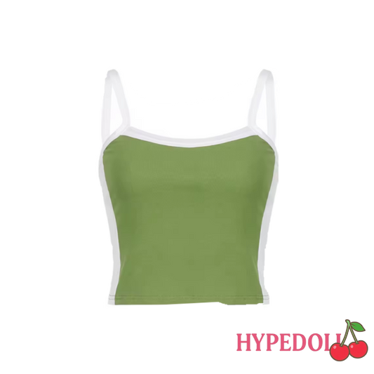 Green knitted crop top