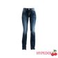 Low rise blue jeans fly flare