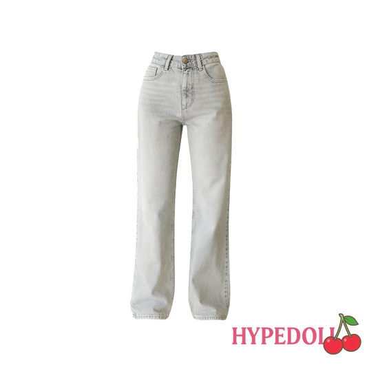 low waist loose light blue jeans