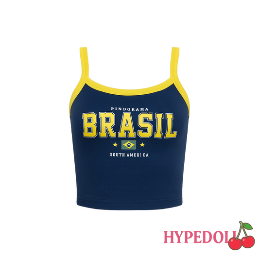Blue Brasil print crop top